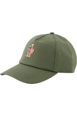Moncler Accessoires, Dames, Groen, ONE Size, Katoen, Logo Cap in Khaki Katoen Gabardine