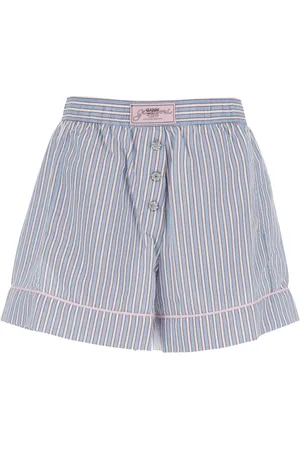 Ganni Korte broeken, Dames, Veelkleurig, M, Gestreepte Elastische Shorts