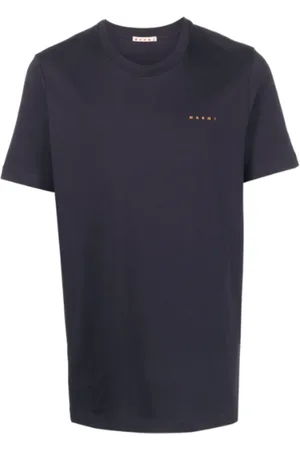 Marni Tops, Heren, Blauw, XL, Blauw Zwart Logo T-shirt