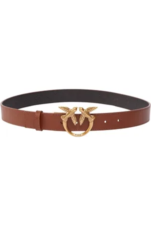 Pinko Accessoires, Dames, Bruin, S, Love Berry Monogram Debossed Riem