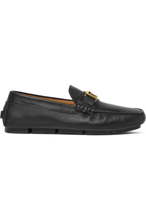 VERSACE Schoenen, Heren, Zwart, 43 EU, Zwarte platte schoenen