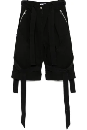 The Attico Korte broeken, Dames, Zwart, S, Katoen, Zwarte Shorts met Metalen Details