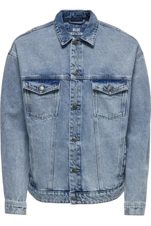Only & Sons Jassen, Heren, Blauw, XL, Denim, Licht gebleekte Denim Jack