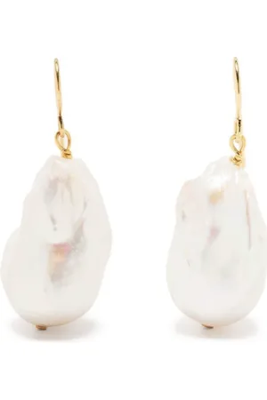 Jil Sander Accessoires, Dames, Wit, ONE Size, Goudkleurige en witte korrelige oorbellen