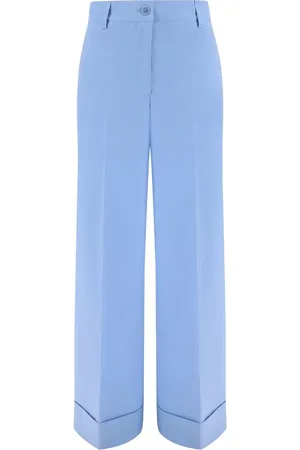 P.A.R.O.S.H. Broeken, Dames, Blauw, S, Katoen, Katoenen broek met omgeslagen zoom