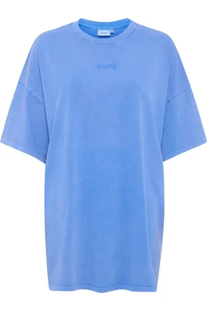 Gestuz Tops, Dames, Blauw, L, Katoen, Oversize Tee Top Palace
