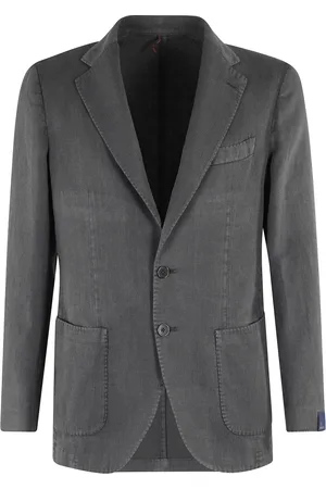 Biagio Santaniello Jassen, Heren, Grijs, 2Xl, Linnen, Grijs Lichtgewicht Linnen Blend Jas