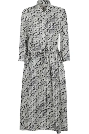 Tory Burch Kleedjes, Dames, Veelkleurig, 2Xs, Zijden Twill Midi Jurk
