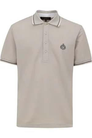 CANALI Tops, Heren, Grijs, L, Katoen, Grijze Polo T-shirt met korte mouwen