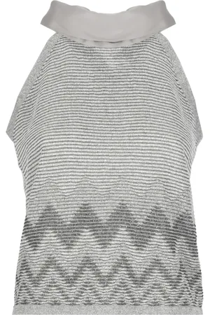 D.EXTERIOR Tops, Dames, Grijs, S, Zilveren Viscose Top met Lurex Details