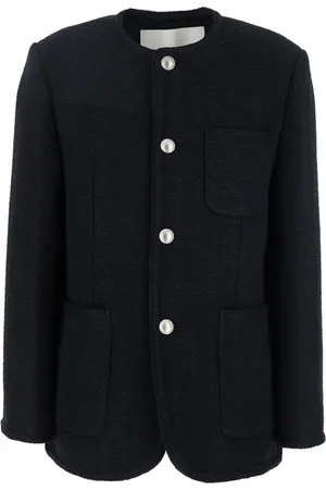 DUNST Jassen, Dames, Zwart, S, Tweed, Oversized Kraagloos Tweed Jack Zwart