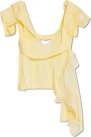 Dsquared2 Blouses & Shirts, Dames, Geel, M, Katoen, Top met kanten inzet