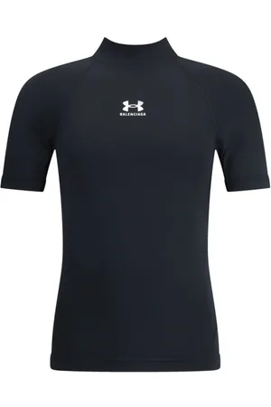Balenciaga Tops, Heren, Zwart, L, T-shirt met hoge hals en iconisch monogram