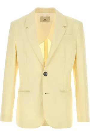 Ami Jassen, Heren, Geel, L, Wol, Pastelgele wollen blazer