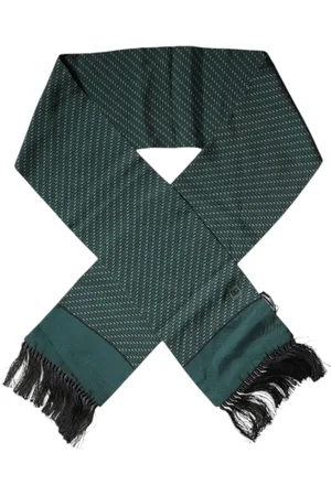 Dolce & Gabbana Accessoires, unisex, Groen, ONE Size, Donkergroene Franjes Nek Wikkel Sjaal