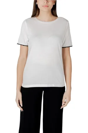 Street one Tops, Dames, Wit, L, Katoen, Decoratieve Tape T-shirt