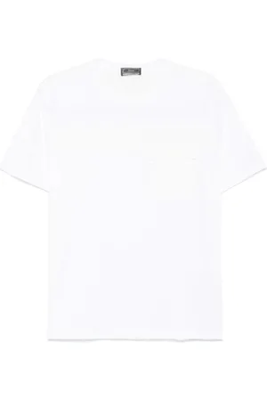 HERNO Tops, Heren, Wit, L, Katoen, Superfijne katoenen stretch T-shirt