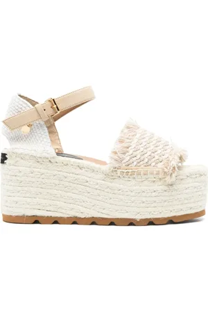 Stella McCartney Schoenen, Dames, , 40 EU, Gevlochten Raffia Plateau Schoenen