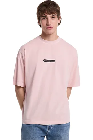Michael Kors Tops, Heren, Roze, S, Katoen, Logo Tee in Garment Dye Style