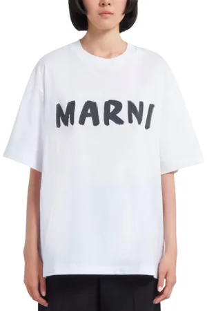 Marni Tops, Dames, Wit, XS, Wit Logo T-shirt