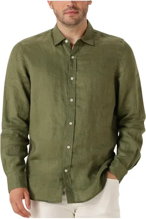 Scotch&Soda Overhemden, Heren, Groen, S, Linnen, Heren Linnen Regular Fit Overhemd