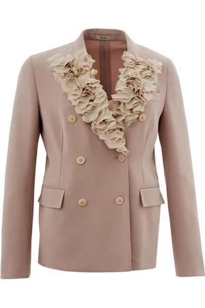LARDINI Jassen, Dames, Roze, M, Polyester, Gerimpeld Double-Breasted Jas in Poederroze