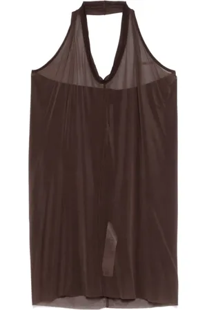 Rick Owens Tops, Dames, Bruin, M, Mahonie Haltertop