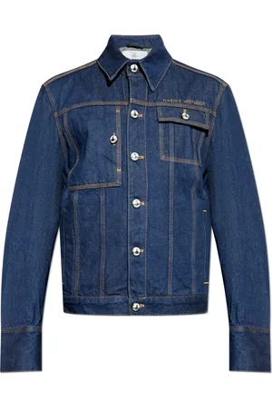 Vivienne Westwood Jassen, Heren, Blauw, S, Katoen, Spijkerjasje met geborduurd logo