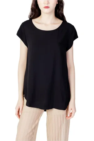 ONLY Blouses & Shirts, Dames, Zwart, S, Zwarte Viscose Korte Mouw Blouse