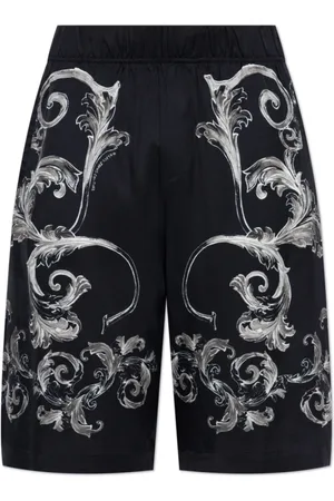 VERSACE Korte broeken, Heren, Zwart, S, Shorts met barokprint