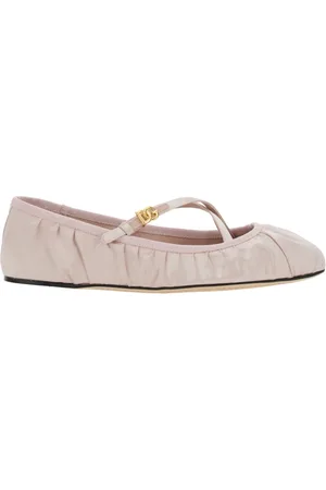 Dolce & Gabbana Schoenen, Dames, Roze, 38 1/2 EU, Satijn, Roze Satijnen Ballerina Platte Schoenen