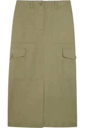 Max Mara Rokken, Dames, Groen, XS, Katoen, Groene Maxi Rok met Zakken