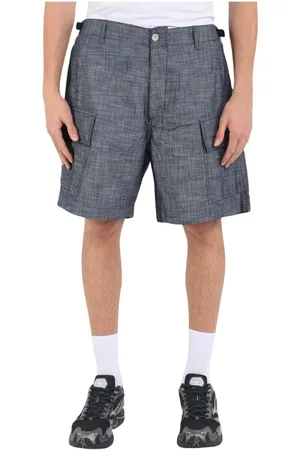 C.P. Company Korte broeken, Heren, Blauw, M, Katoen, Cargo shorts in chambray stof