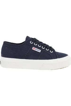 Superga Schoenen, Dames, Blauw, 39 EU, Katoen, Navy Blauw Platform Canvas Sneakers