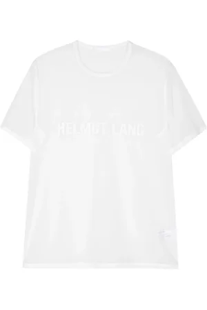 Helmut Lang Tops, Heren, Wit, XS, Chiffon, Chiffon Logo Tee Shirt