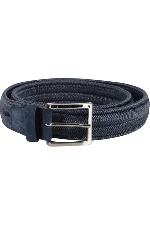 Orciani Accessoires, Heren, Blauw, 100 CM, Linnen, Blauwe Gevlochten Elastische Riem