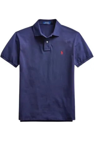 Ralph Lauren Tops, Heren, Blauw, M, Katoen, Slim Fit Mesh Polo Shirt