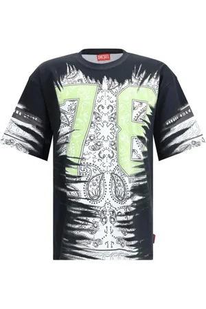 Diesel Tops, Heren, Zwart, L, Katoen, Moderne T-Norm-R1 T-shirt met Paisley-detail