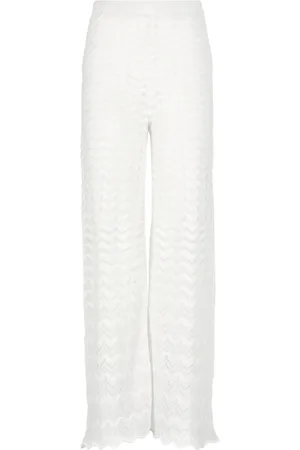 D.EXTERIOR Broeken, Dames, Wit, S, Katoen, Witte Katoenmix Elastische Taillebroek