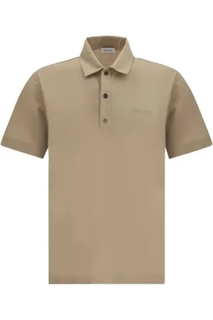 Salvatore Ferragamo Tops, Heren, Bruin, S, Katoen, Geborduurd Katoenen Poloshirt met Logo