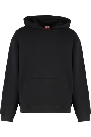 Diesel Sweatshirts & Hoodies, Heren, Zwart, XL, Katoen, Katoenen hoodie met geribbelde randen