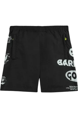 BARROW Korte broeken, Heren, Zwart, L, Katoen, Popeline Print Bermuda Shorts