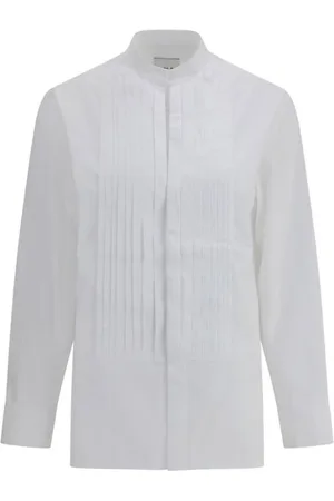 Sa Su Phi Blouses & Shirts, Dames, Wit, M, Elegante Tuxedo Shirt met Mandarin Kraag