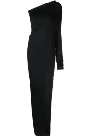 Rick Owens Kleedjes, Dames, Zwart, L, Asymmetrische Maxi-jurk