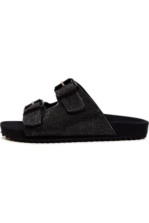 CESARE GASPARI Schoenen, Dames, Zwart, 37 EU, Stijlvolle Jewel Flat Sole Mules