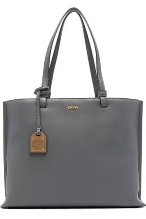 DKNY Tassen, Dames, Grijs, ONE Size, Leer, Casual Grijze Leren Tote Tas