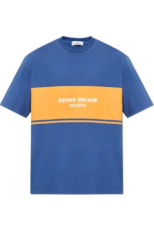 Stone Island Tops, Heren, Blauw, M, Katoen, T-shirt capsule Marina