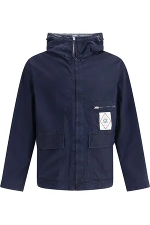 C.P. Company Jassen, Heren, Blauw, S, Katoen, Stedelijke Hooded Jacket met Iconic Patch
