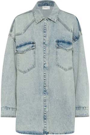 Gestuz Blouses & Shirts, Dames, Blauw, S, Denim, Denim shirt met grote borstzakken