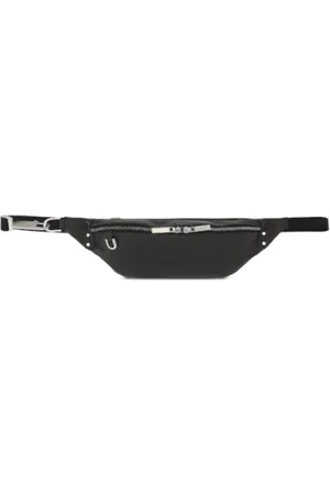 Rick Owens Tassen, Dames, Zwart, ONE Size, Zwarte leren Geo Bumbag